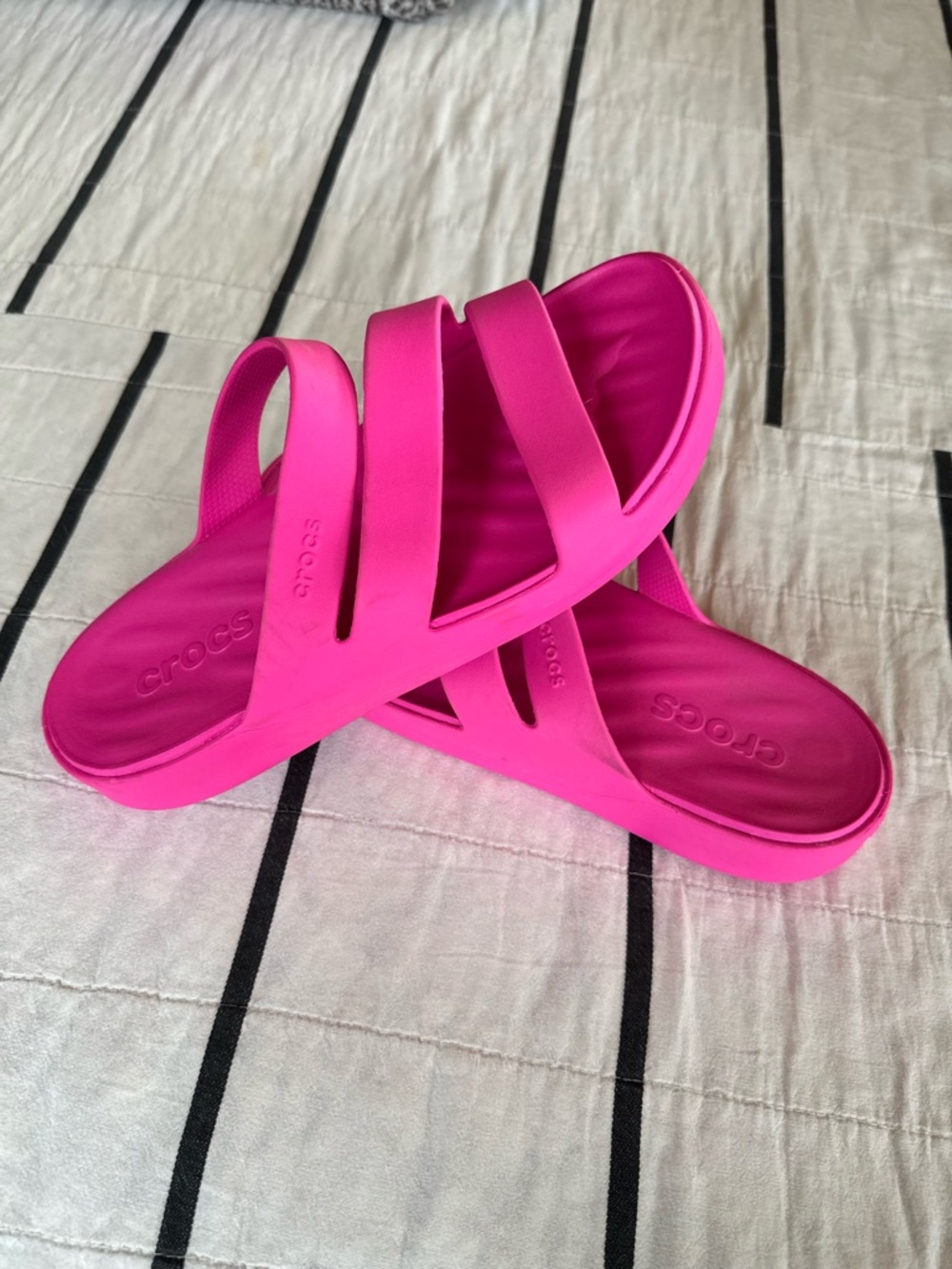 CROCS Vibrant Pink Dual-Strap Slide Sandals